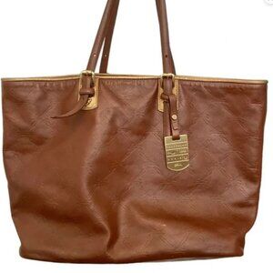 Longchamp Brown Leather Embossed Logo Pliage Bag